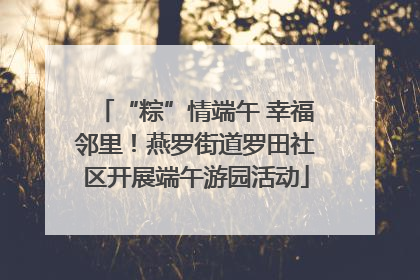 “粽”情端午 幸福邻里！燕罗街道罗田社区开展端午游园活动