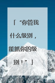 “你管我什么级别，能抓你的级别！”