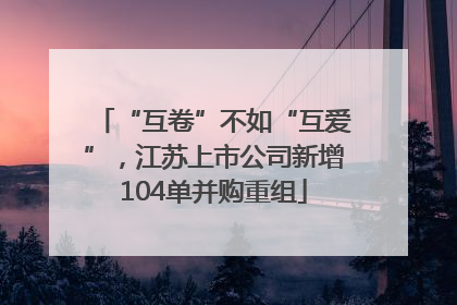 “互卷”不如“互爱”，江苏上市公司新增104单并购重组