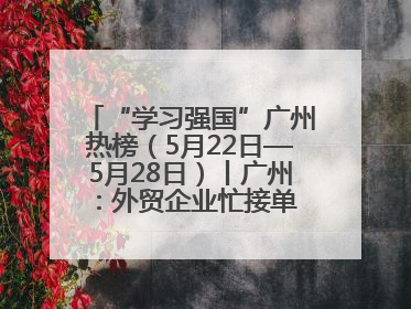 “学习强国”广州热榜（5月22日—5月28日）丨广州：外贸企业忙接单 港口码头忙出货