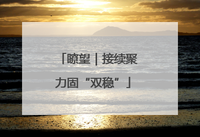 瞭望｜接续聚力固“双稳”