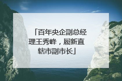 百年央企副总经理王秀峰，履新直辖市副市长