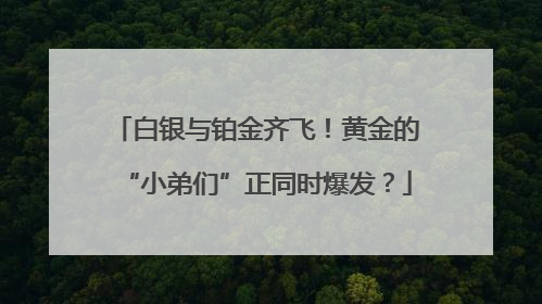 白银与铂金齐飞！黄金的“小弟们”正同时爆发？