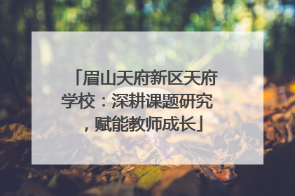 眉山天府新区天府学校：深耕课题研究，赋能教师成长