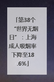 第38个“世界无烟日”：上海成人吸烟率下降至18.6%