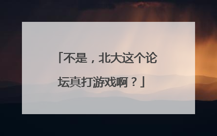 不是，北大这个论坛真打游戏啊？