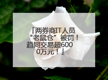 两券商IT人员“老鼠仓”被罚！趋同交易超6000万元！
