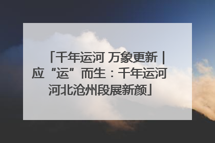 千年运河 万象更新｜应“运”而生：千年运河河北沧州段展新颜