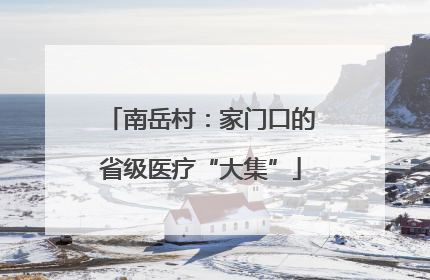 南岳村：家门口的省级医疗“大集”