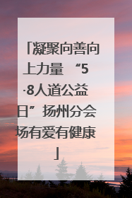 凝聚向善向上力量 “5·8人道公益日”扬州分会场有爱有健康