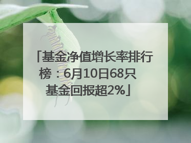 基金净值增长率排行榜：6月10日68只基金回报超2%