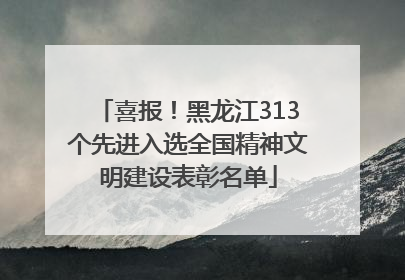 喜报！黑龙江313个先进入选全国精神文明建设表彰名单