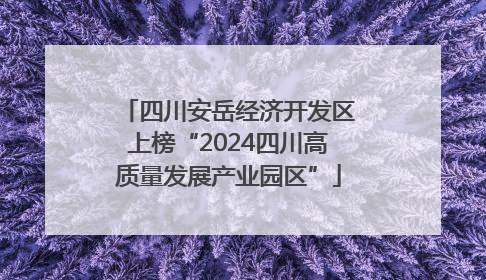 四川安岳经济开发区上榜“2024四川高质量发展产业园区”