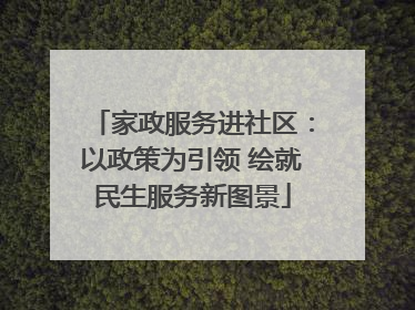 家政服务进社区：以政策为引领 绘就民生服务新图景