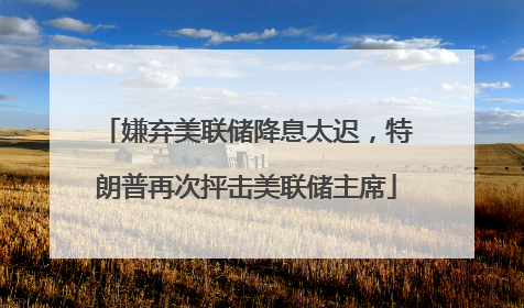 嫌弃美联储降息太迟，特朗普再次抨击美联储主席