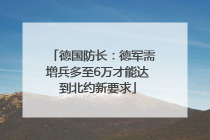 德国防长：德军需增兵多至6万才能达到北约新要求