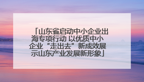 山东省启动中小企业出海专项行动 以优质中小企业“走出去”新成效展示山东产业发展新形象
