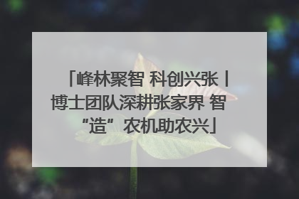 峰林聚智 科创兴张丨博士团队深耕张家界 智“造”农机助农兴