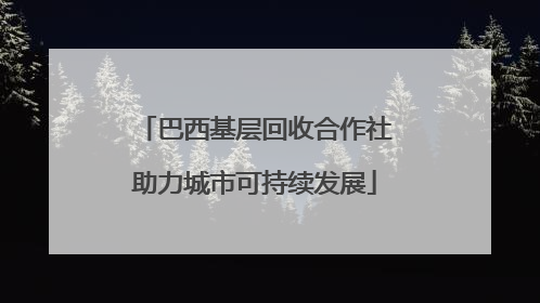 巴西基层回收合作社助力城市可持续发展