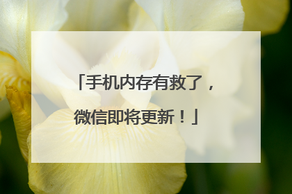 手机内存有救了，微信即将更新！