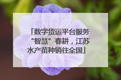数字货运平台服务“智慧”春耕，江苏水产苗种销往全国