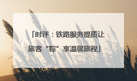 时评：铁路服务提质让旅客“粽”享温馨旅程