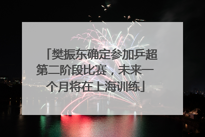 樊振东确定参加乒超第二阶段比赛，未来一个月将在上海训练