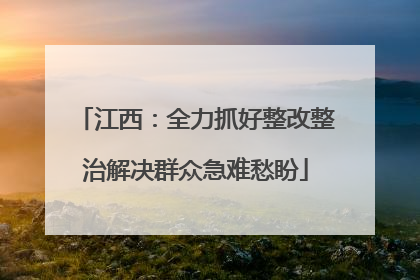 江西：全力抓好整改整治解决群众急难愁盼