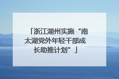 浙江湖州实施“南太湖党外年轻干部成长助推计划”