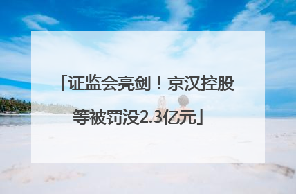 证监会亮剑！京汉控股等被罚没2.3亿元