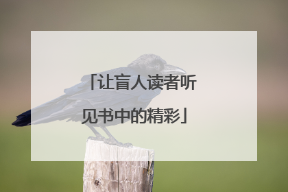 让盲人读者听见书中的精彩