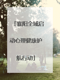 襄阳全域启动心理健康护航行动
