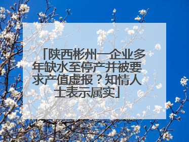 陕西彬州一企业多年缺水至停产并被要求产值虚报？知情人士表示属实