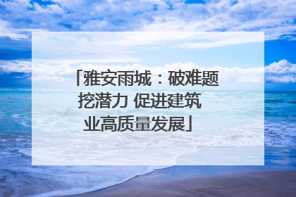 雅安雨城：破难题 挖潜力 促进建筑业高质量发展