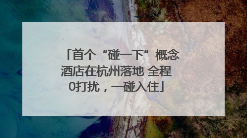 首个“碰一下”概念酒店在杭州落地 全程0打扰，一碰入住