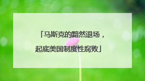 马斯克的黯然退场，起底美国制度性腐败