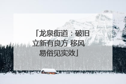 龙泉街道：破旧立新有良方 移风易俗见实效
