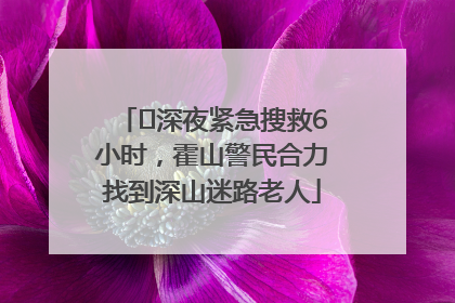﻿深夜紧急搜救6小时，霍山警民合力找到深山迷路老人